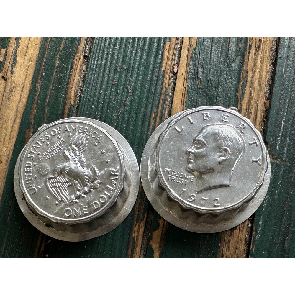 Vintage 1972 Eisenhower Dollar Aluminum Molds Set of 2 Eagle Liberty Coin Design